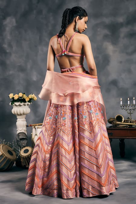 Vandana Sethi Multi-color Embroidered Lehenga Set 