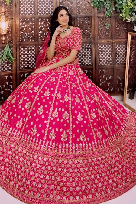 Amaltas Couture Pink Embroidered Bridal Lehenga Set 