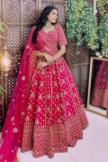 Amaltas Couture Pink Embroidered Bridal Lehenga Set 
