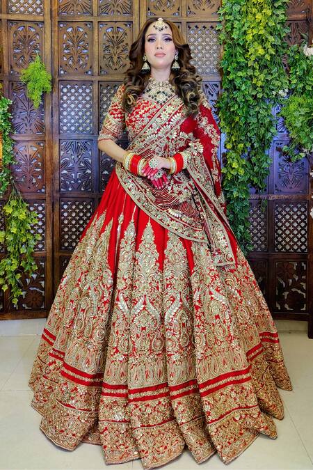 Amaltas Couture Scarlet Red Bridal Lehenga Set 
