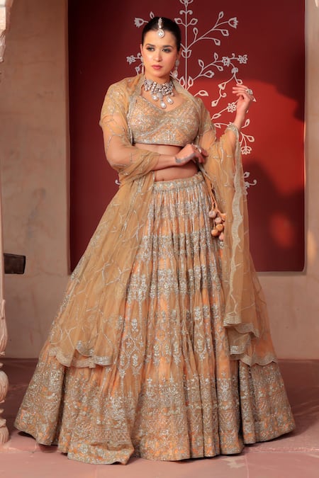 Amaltas Couture Gold Embroidered Bridal Lehenga Set 
