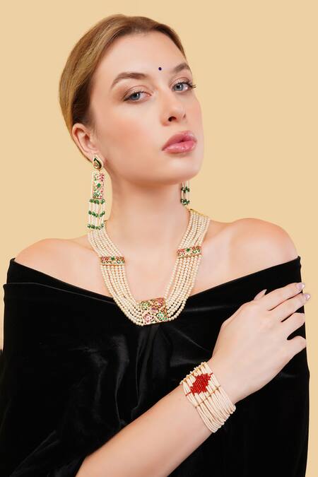 Buy_Dugran By Dugristyle_Multi Color Stones Falak Drop Earrings _Online_at_Aza_Fashions