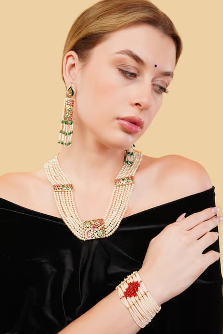 Dugran By Dugristyle_Multi Color Stones Falak Drop Earrings _Online_at_Aza_Fashions