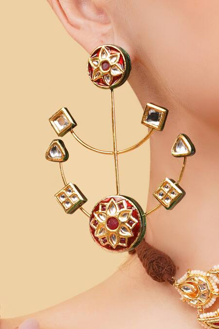 Buy_Dugran By Dugristyle_Multi Color Surkh Drop Earrings _Online_at_Aza_Fashions