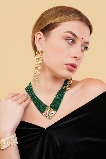 Buy_Dugran By Dugristyle_Red Stones Shokh Gold-plated Bracelet _Online_at_Aza_Fashions