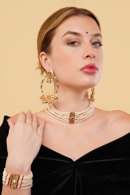 Buy_Dugran By Dugristyle_Red Gulabi Gold-plated Bracelet _Online_at_Aza_Fashions