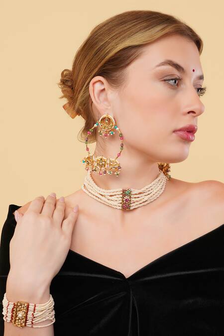 Dugran By Dugristyle_Red Gulabi Gold-plated Bracelet _at_Aza_Fashions