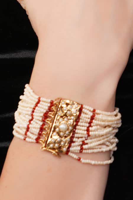 Dugran By Dugristyle_Red Gulabi Gold-plated Bracelet _Online_at_Aza_Fashions