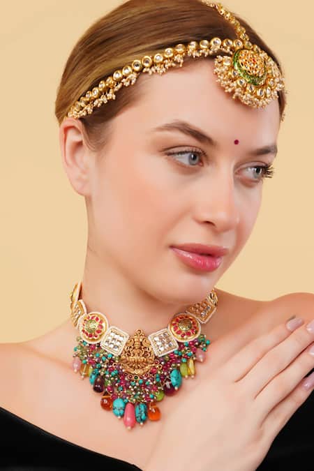 Dugran By Dugristyle_Gold Plated Sunehri Matha Patti _Online_at_Aza_Fashions