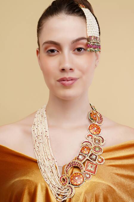 Buy_Dugran By Dugristyle_Multi Color Gulrang Gold-plated Passa _Online_at_Aza_Fashions