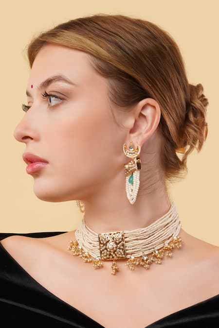 Dugran By Dugristyle Gold-Plated Zarnigar Chokar Necklace 