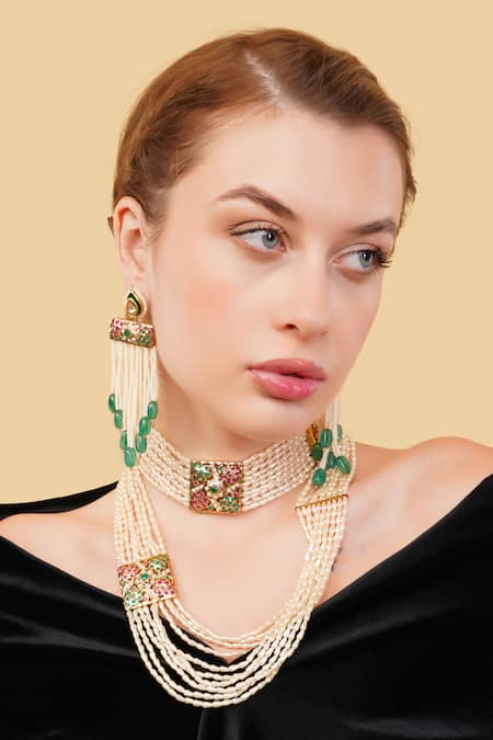 Dugran By Dugristyle Sang-e-Laal Gold-Plated Choker Necklace 