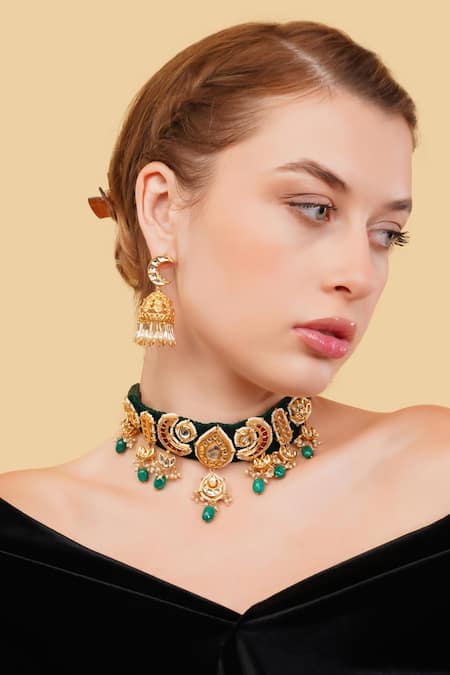 Dugran By Dugristyle Makhmali Gold-Plated Choker Necklace 