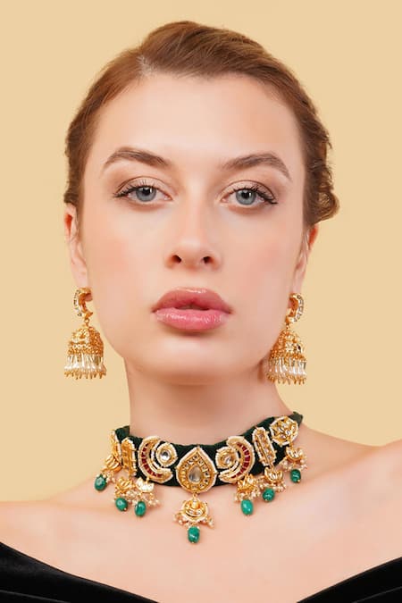 Dugran By Dugristyle Makhmali Gold-Plated Choker Necklace 