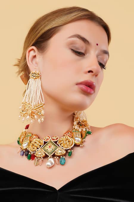 Dugran By Dugristyle Shabnam-e-Gul Gold-Plated Choker 