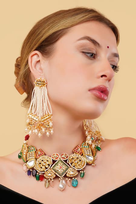 Dugran By Dugristyle Shabnam-e-Gul Gold-Plated Choker 