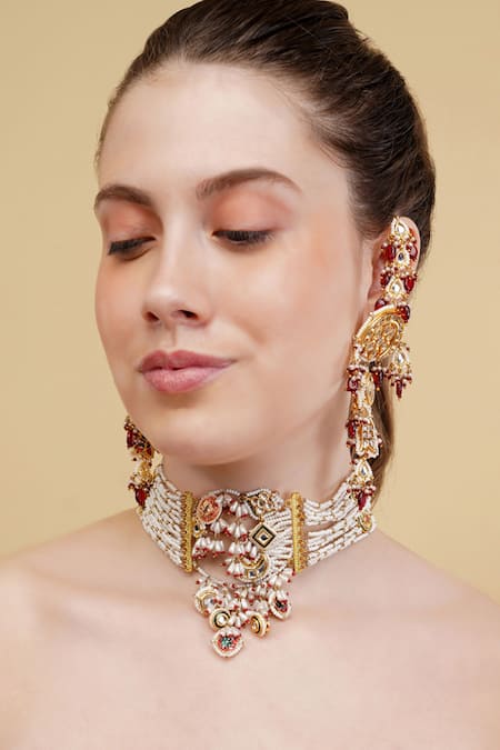 Dugran By Dugristyle Gold-Plated Roshni-e-Laal Choker 