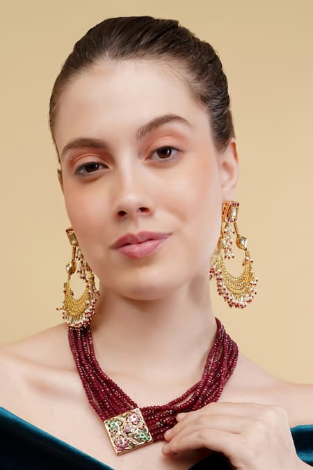 Dugran By Dugristyle_Multi Color Gulnaar Gold-plated Strand Necklace _Online_at_Aza_Fashions