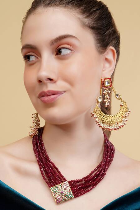 Buy_Dugran By Dugristyle_Multi Color Gulnaar Gold-plated Strand Necklace _Online_at_Aza_Fashions