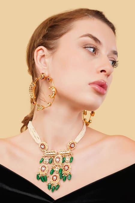 Dugran By Dugristyle_Multi Color Gold-plated Embellished Necklace  _Online_at_Aza_Fashions