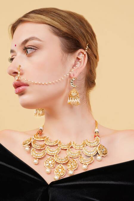 Buy_Dugran By Dugristyle_Gold Plated Designer Necklace _Online_at_Aza_Fashions