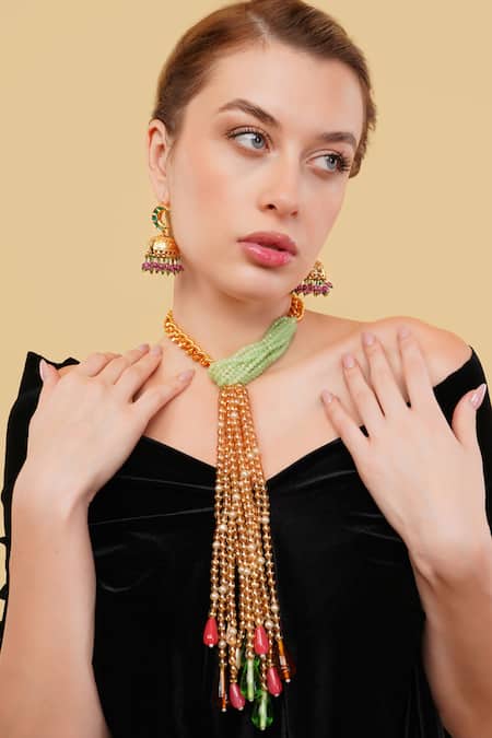 Dugran By Dugristyle Sabzparee Haar Gold-Plated Long Necklace 