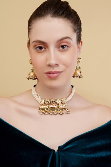 Dugran By Dugristyle Zarreen Gold-Plated Necklace & Earring Set 