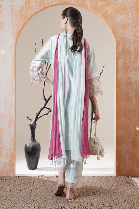 Surabhi Arya Sky Blue Chanderi Kurta Set 