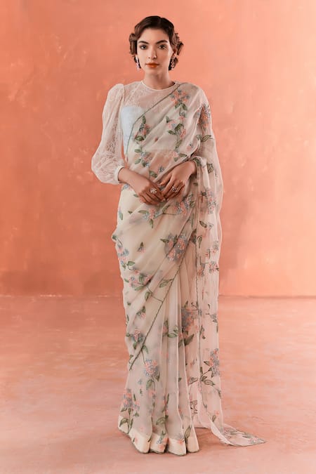 Summer by Priyanka Gupta Hydrengea Organza Saree & Lace Blouse 