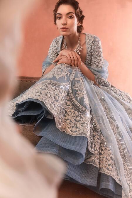 Buy Summer By Priyanka Gupta Blue Georgette, Organza Sequins, Embroidery, Adena Rays Designer Lehenga Set Online at Aza Fashions Buy_Summer By Priyanka Gupta_Blue Georgette, Organza Sequins, Embroidery, Adena Rays Designer Lehenga Set_Online_at_Aza_Fashions