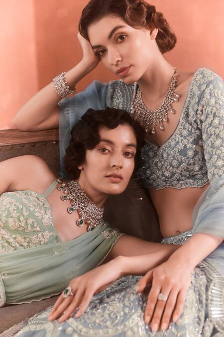 Summer By Priyanka Gupta Blue Georgette, Organza Sequins, Embroidery, Adena Rays Designer Lehenga Set at Aza Fashions Summer By Priyanka Gupta_Blue Georgette, Organza Sequins, Embroidery, Adena Rays Designer Lehenga Set_at_Aza_Fashions