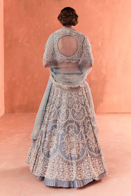 Shop Summer By Priyanka Gupta Blue Georgette, Organza Sequins, Embroidery, Adena Rays Designer Lehenga Set at Aza Fashions Shop_Summer By Priyanka Gupta_Blue Georgette, Organza Sequins, Embroidery, Adena Rays Designer Lehenga Set_at_Aza_Fashions