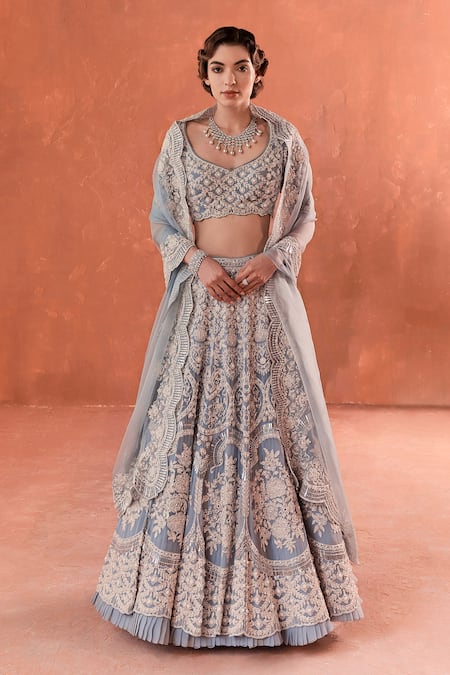 Summer by Priyanka Gupta Blue Georgette, Organza Sequins, Embroidery, Adena Rays Designer Lehenga Set 