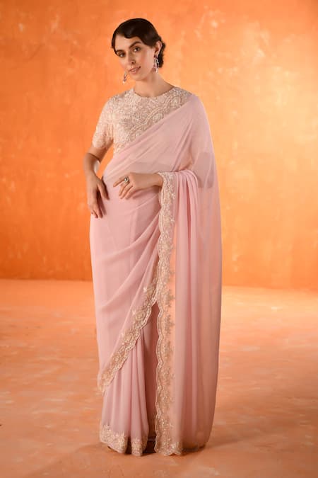 Summer by Priyanka Gupta Chandelier Pink Georgette Saree Set 