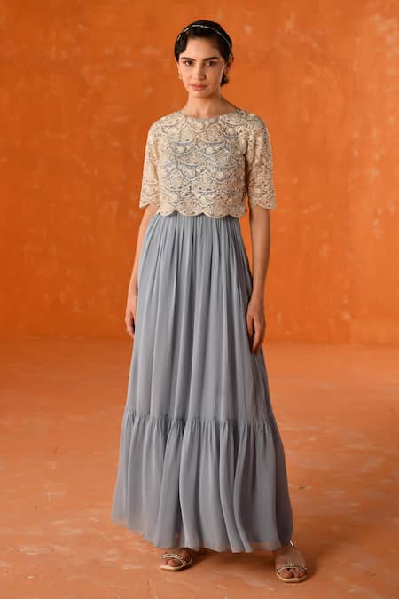 Summer by Priyanka Gupta Chandelier Dress with Net Overlay 