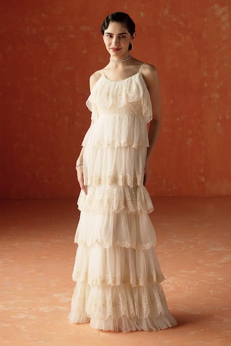 Summer by Priyanka Gupta Ivory Lace Maxi Dress 