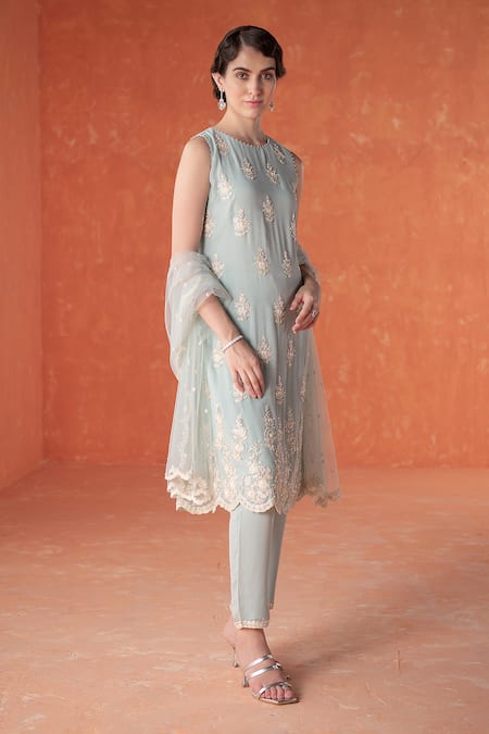Summer by Priyanka Gupta Citrus Blue A-line Long Kurta Set 