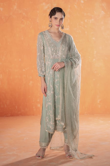 Summer by Priyanka Gupta Mirella Green Kurta Set 
