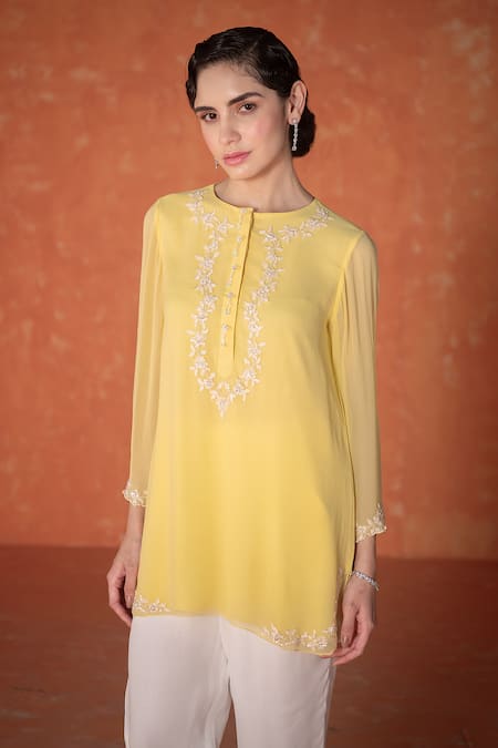 Summer by Priyanka Gupta Adena Yellow Georgette Tunic 