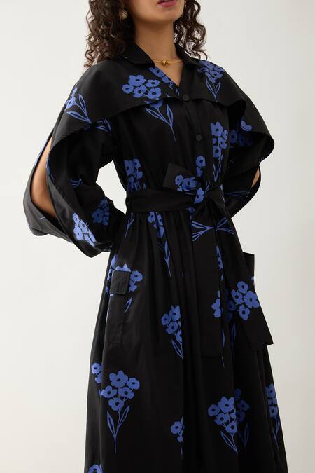 Buy Son Of A Noble Snob Black Cotton Satin Collared Aston Grape Print Midi Dress Online at Aza Fashions Buy_Son Of A Noble Snob_Black Cotton Satin Collared Aston Grape Print Midi Dress _Online_at_Aza_Fashions