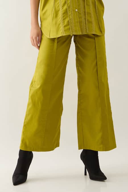 Buy Son Of A Noble Snob Green Cotton Satin Collared Leaf Demure Co-ord Set Online at Aza Fashions Buy_Son Of A Noble Snob_Green Cotton Satin Collared Leaf Demure Co-ord Set _Online_at_Aza_Fashions