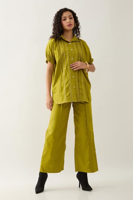 Son of A Noble Snob Leaf Green Demure Co-ord Set 