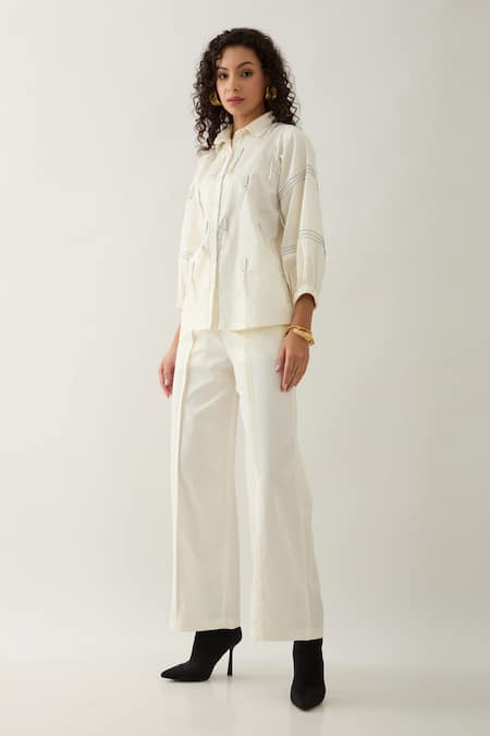 Buy Son Of A Noble Snob Off White Cotton Satin Collared Drip Puff Sleeve Shirt Online at Aza Fashions Buy_Son Of A Noble Snob_Off White Cotton Satin Collared Drip Puff Sleeve Shirt _Online_at_Aza_Fashions