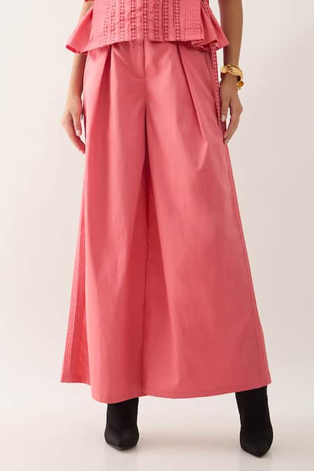 Son Of A Noble Snob Pink Cotton Satin Round Neck Gordon Salmon Top at Aza Fashions Son Of A Noble Snob_Pink Cotton Satin Round Neck Gordon Salmon Top _at_Aza_Fashions