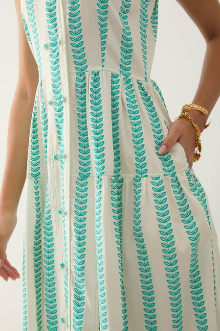 Shop_Son Of A Noble Snob_Off White Cotton Satin Collared Catkin Print Sleeveless Midi Dress _Online_at_Aza_Fashions