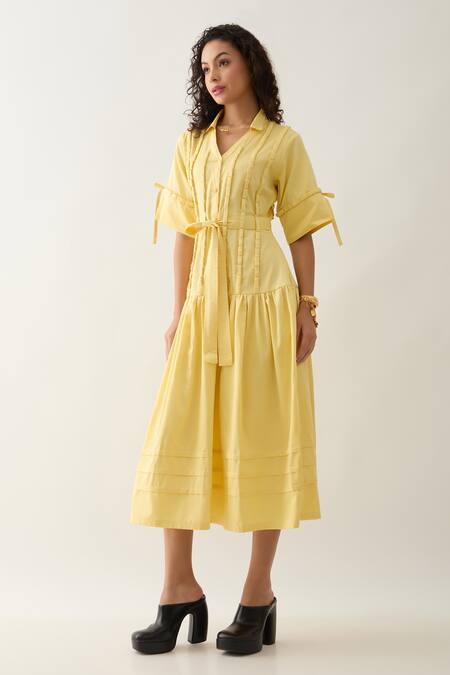 Buy Son Of A Noble Snob Yellow Cotton Satin Collared Lemon Fit And Midi Dress Online at Aza Fashions Buy_Son Of A Noble Snob_Yellow Cotton Satin Collared Lemon Fit And Midi Dress _Online_at_Aza_Fashions