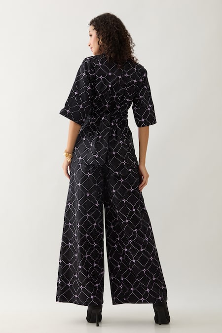 Shop Son Of A Noble Snob Black Cotton Satin Collared Barbed Print Relaxed Fit Shirt at Aza Fashions Shop_Son Of A Noble Snob_Black Cotton Satin Collared Barbed Print Relaxed Fit Shirt _at_Aza_Fashions