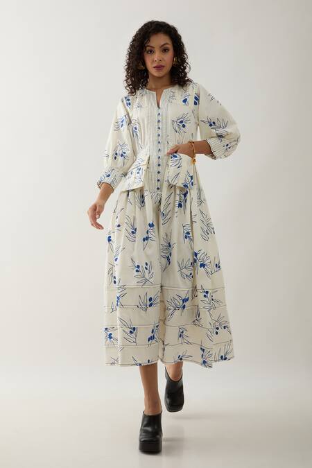 Buy Son Of A Noble Snob Off White Cotton Satin Open Neck Grape Print Midi Dress Online at Aza Fashions Buy_Son Of A Noble Snob_Off White Cotton Satin Open Neck Grape Print Midi Dress _Online_at_Aza_Fashions
