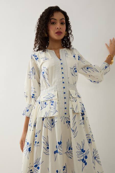 Son Of A Noble Snob Off White Cotton Satin Open Neck Grape Print Midi Dress at Aza Fashions Son Of A Noble Snob_Off White Cotton Satin Open Neck Grape Print Midi Dress _at_Aza_Fashions