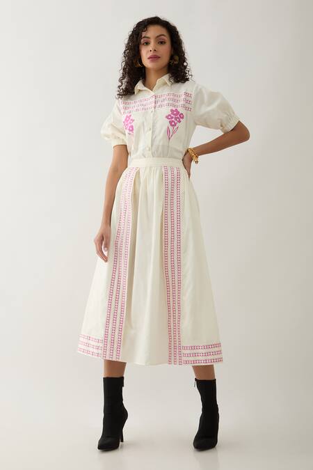 Buy Son Of A Noble Snob Off White Cotton Satin Embroidery Collared Spring Farm Shirt And Skirt Set Online at Aza Fashions Buy_Son Of A Noble Snob_Off White Cotton Satin Embroidery Collared Spring Farm Shirt And Skirt Set _Online_at_Aza_Fashions